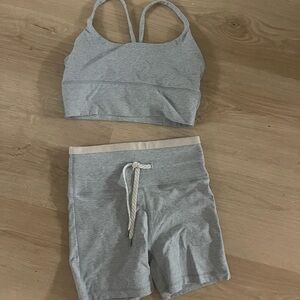 Vuori Light Gray Sports Bra and Shorts Set